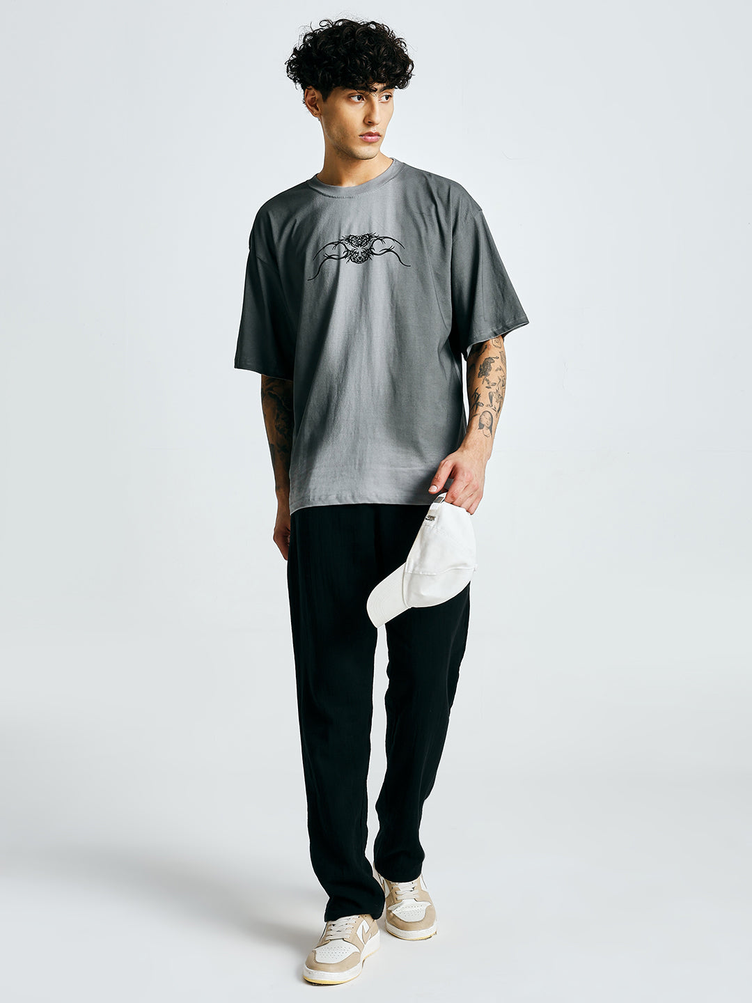 Men Retro Wash Printed Oversized T-Shirt (1) - Kurvy Oversized T-Shirt