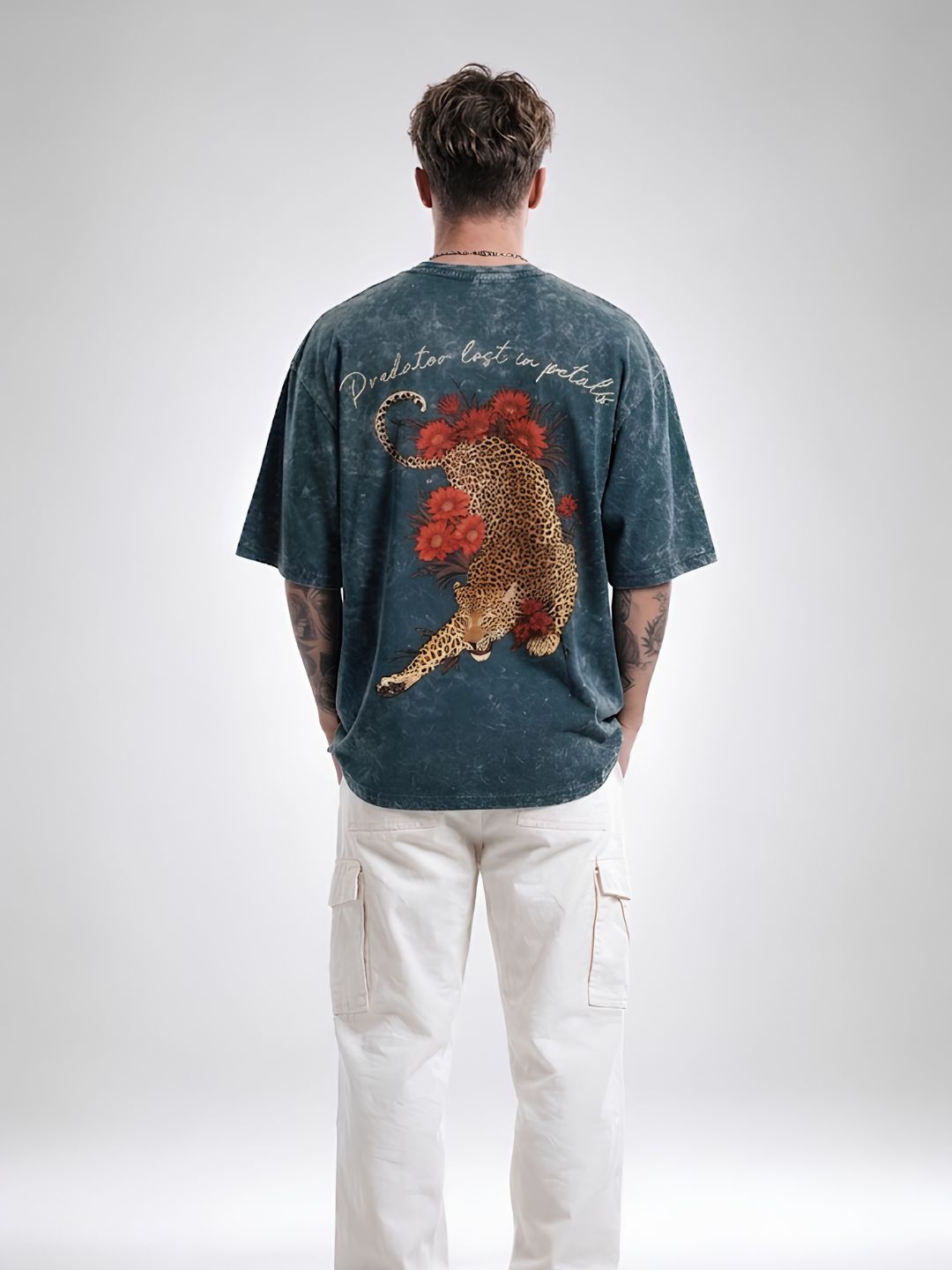 PREDATOR Men Retro Wash Oversized Fit T-Shirt - Kurvy Oversized T-Shirt