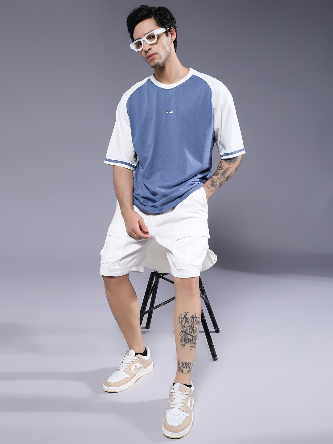 Men Oversized Colorblock T-Shirt (1) - Kurvy Oversized T-Shirt