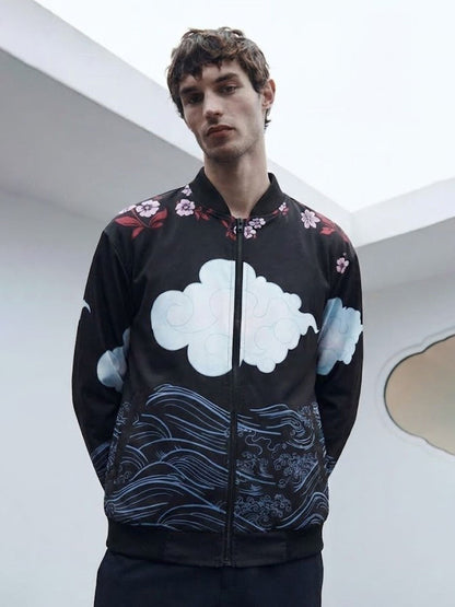 Men Graphic Printed Bomber Jacket  -  Kurvy Jacket