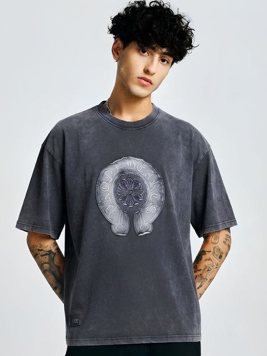 Men Premium Retro Wash Oversized Terry T-shirt  -  Kurvy Oversized T-Shirt