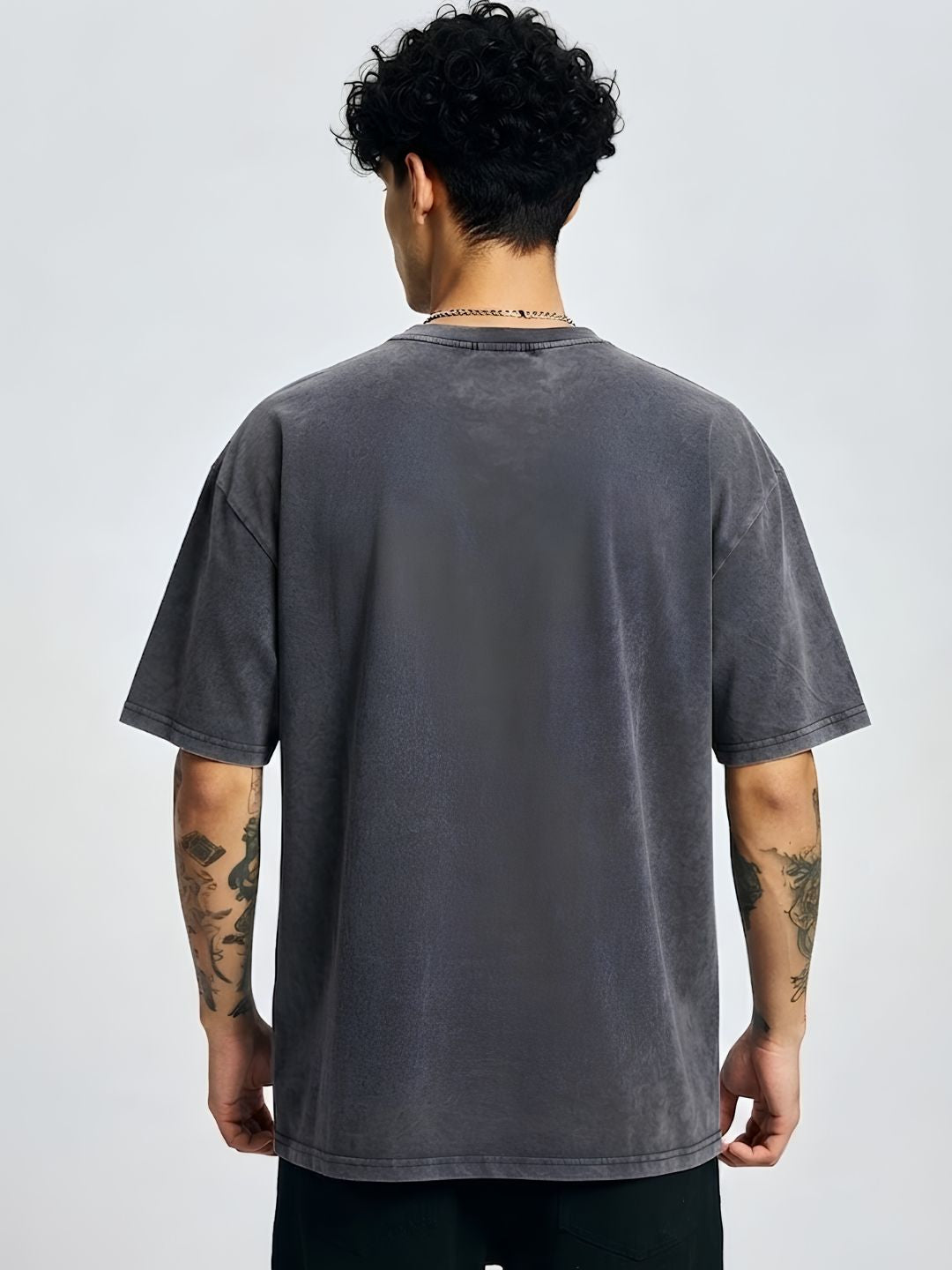 Men Premium Retro Wash Oversized Terry T-shirt  -  Kurvy Oversized T-Shirt