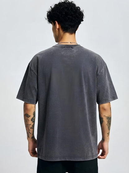 Men Premium Retro Wash Oversized Terry T-shirt  -  Kurvy Oversized T-Shirt