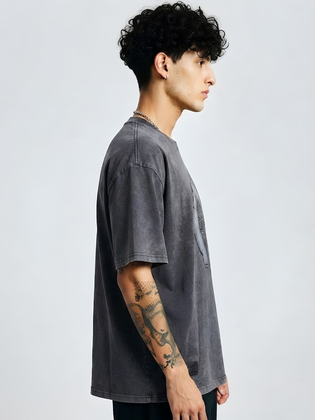 Men Premium Retro Wash Oversized Terry T-shirt  -  Kurvy Oversized T-Shirt