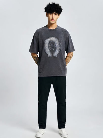 Men Premium Retro Wash Oversized Terry T-shirt  -  Kurvy Oversized T-Shirt