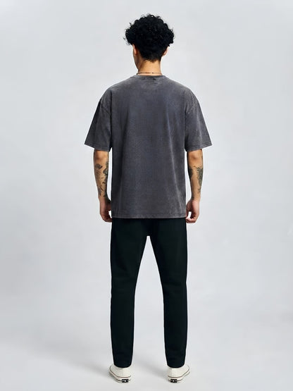 Men Premium Retro Wash Oversized Terry T-shirt  -  Kurvy Oversized T-Shirt