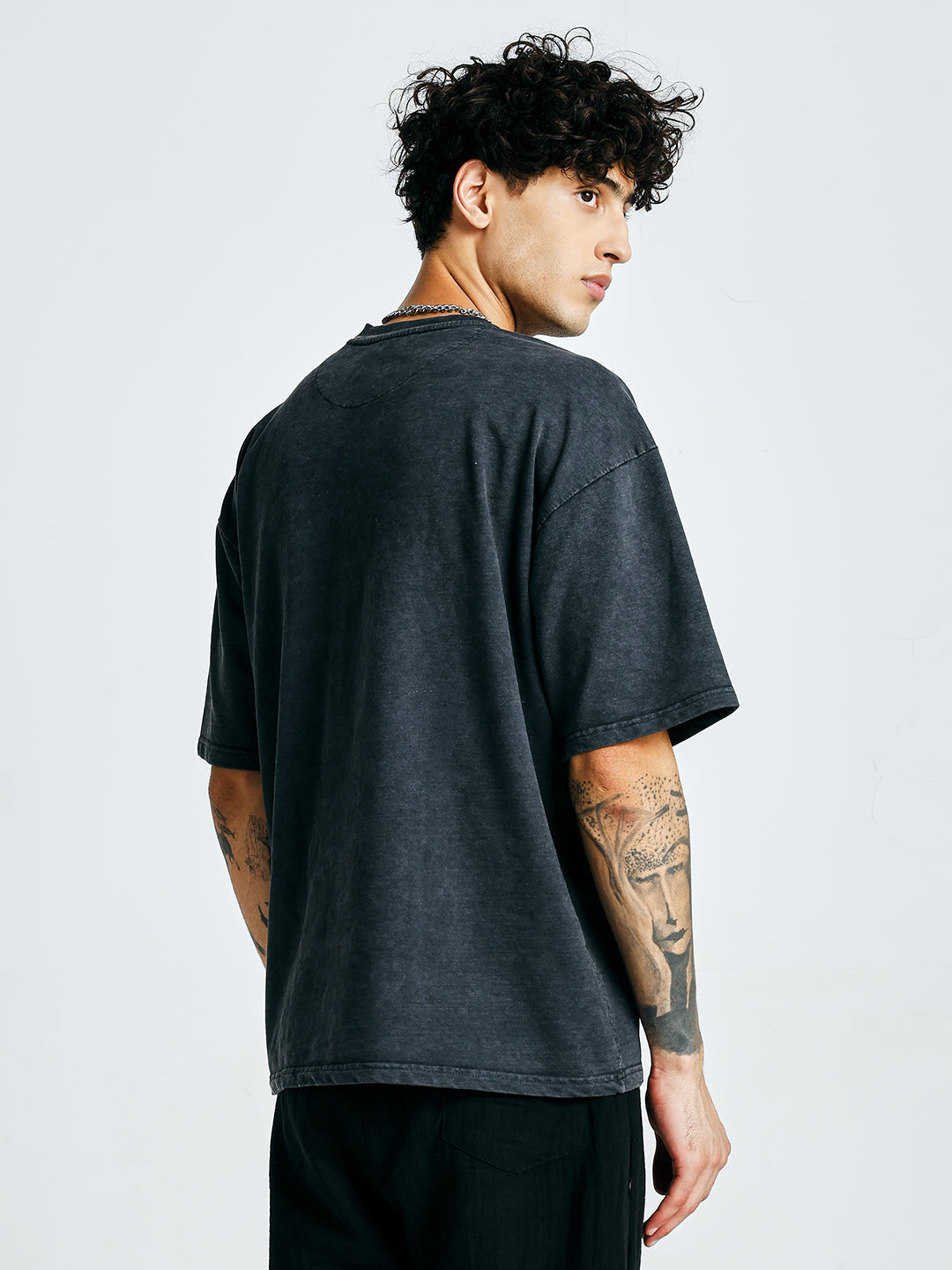 Men Premium Retro Wash Oversized Terry T-shirt (1)  -  Kurvy Oversized T-Shirt