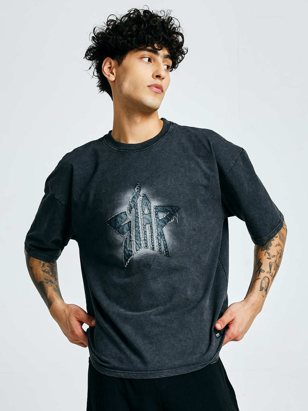 Men Premium Retro Wash Oversized Terry T-shirt (1)  -  Kurvy Oversized T-Shirt