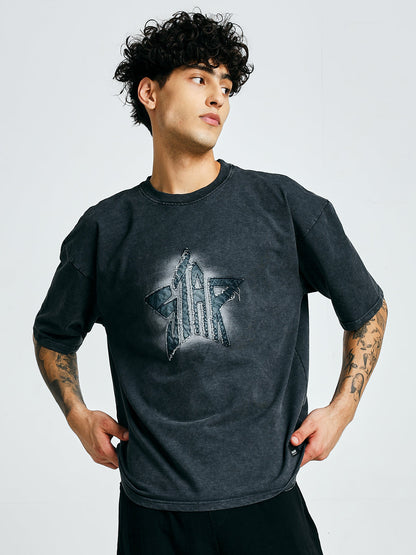 Men Premium Retro Wash Oversized Terry T-shirt (1)  -  Kurvy Oversized T-Shirt