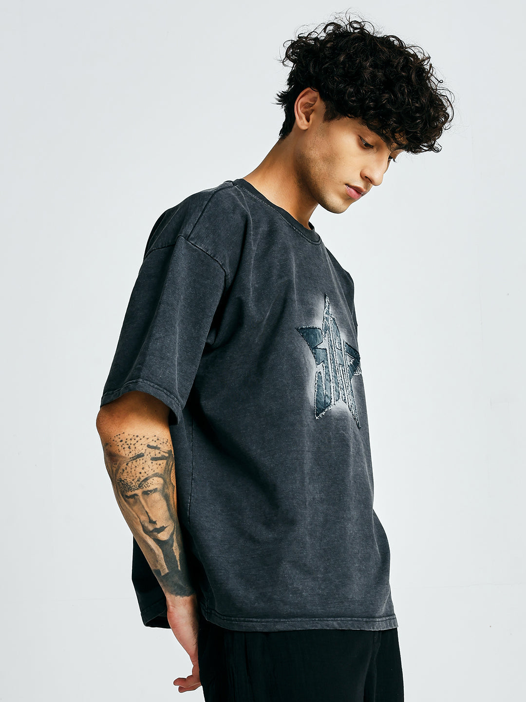 Men Premium Retro Wash Oversized Terry T-shirt (1)  -  Kurvy Oversized T-Shirt