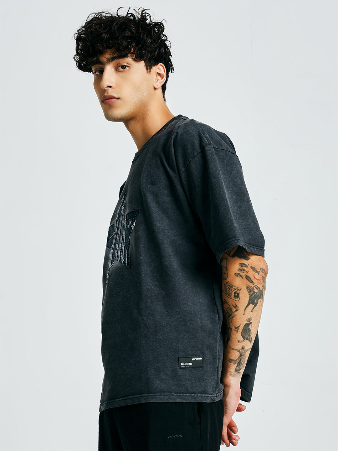Men Premium Retro Wash Oversized Terry T-shirt (1)  -  Kurvy Oversized T-Shirt