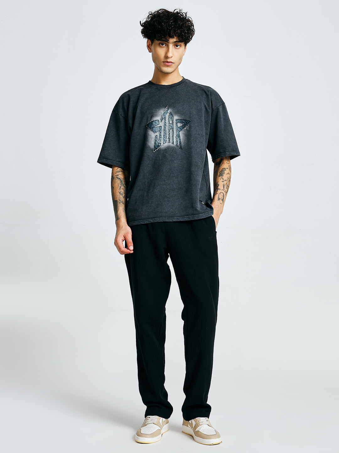 Men Premium Retro Wash Oversized Terry T-shirt (1)  -  Kurvy Oversized T-Shirt