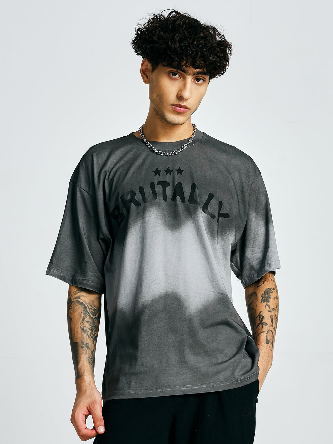 Men Retro Wash Printed Oversized T-Shirt  -  Kurvy Oversized T-Shirt