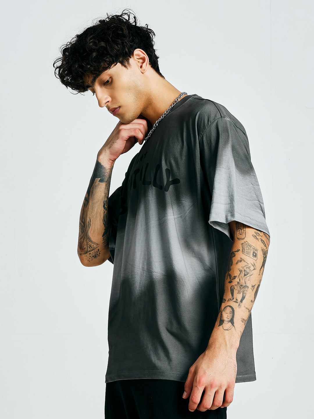 Men Retro Wash Printed Oversized T-Shirt  -  Kurvy Oversized T-Shirt