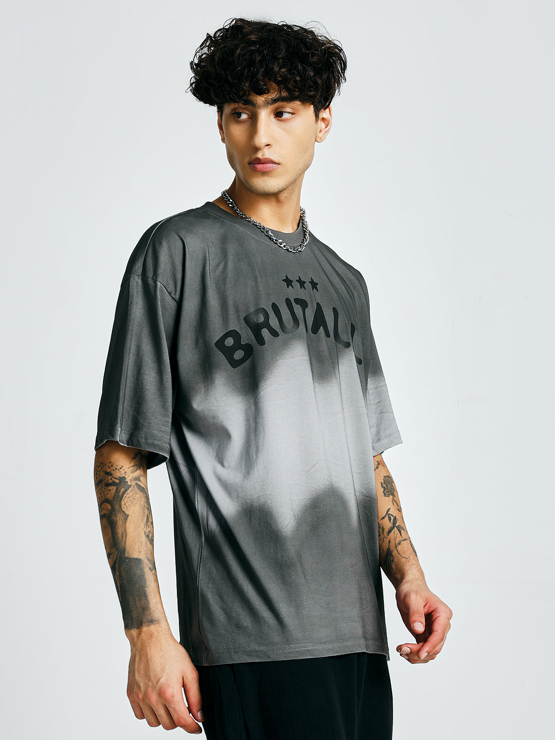 Men Retro Wash Printed Oversized T-Shirt  -  Kurvy Oversized T-Shirt