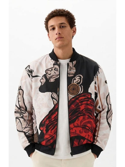 Men Graphic Printed Bomber Jacket (1)  -  Kurvy Jacket