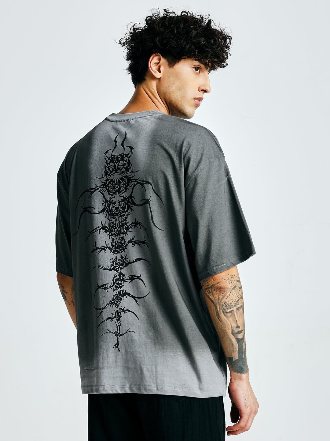 Men Retro Wash Printed Oversized T-Shirt (1)  -  Kurvy Oversized T-Shirt