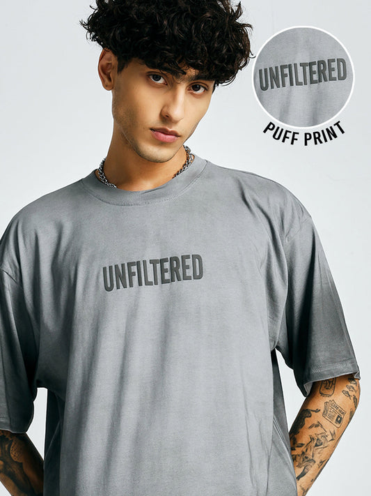 Men Retro Wash Puff Printed Oversized T-Shirt  -  Kurvy Oversized T-Shirt