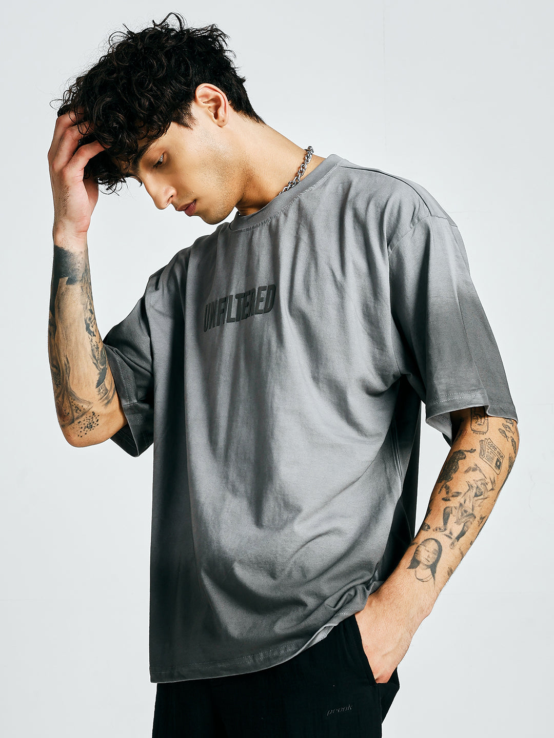 Men Retro Wash Puff Printed Oversized T-Shirt  -  Kurvy Oversized T-Shirt
