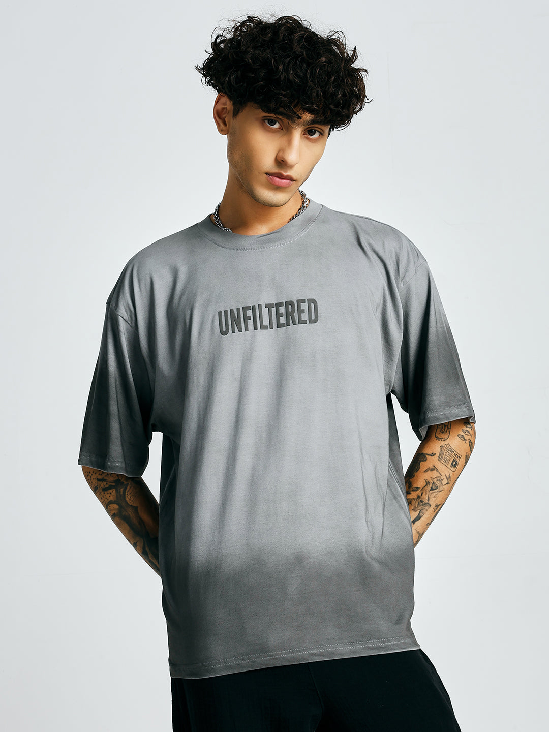 Men Retro Wash Puff Printed Oversized T-Shirt  -  Kurvy Oversized T-Shirt