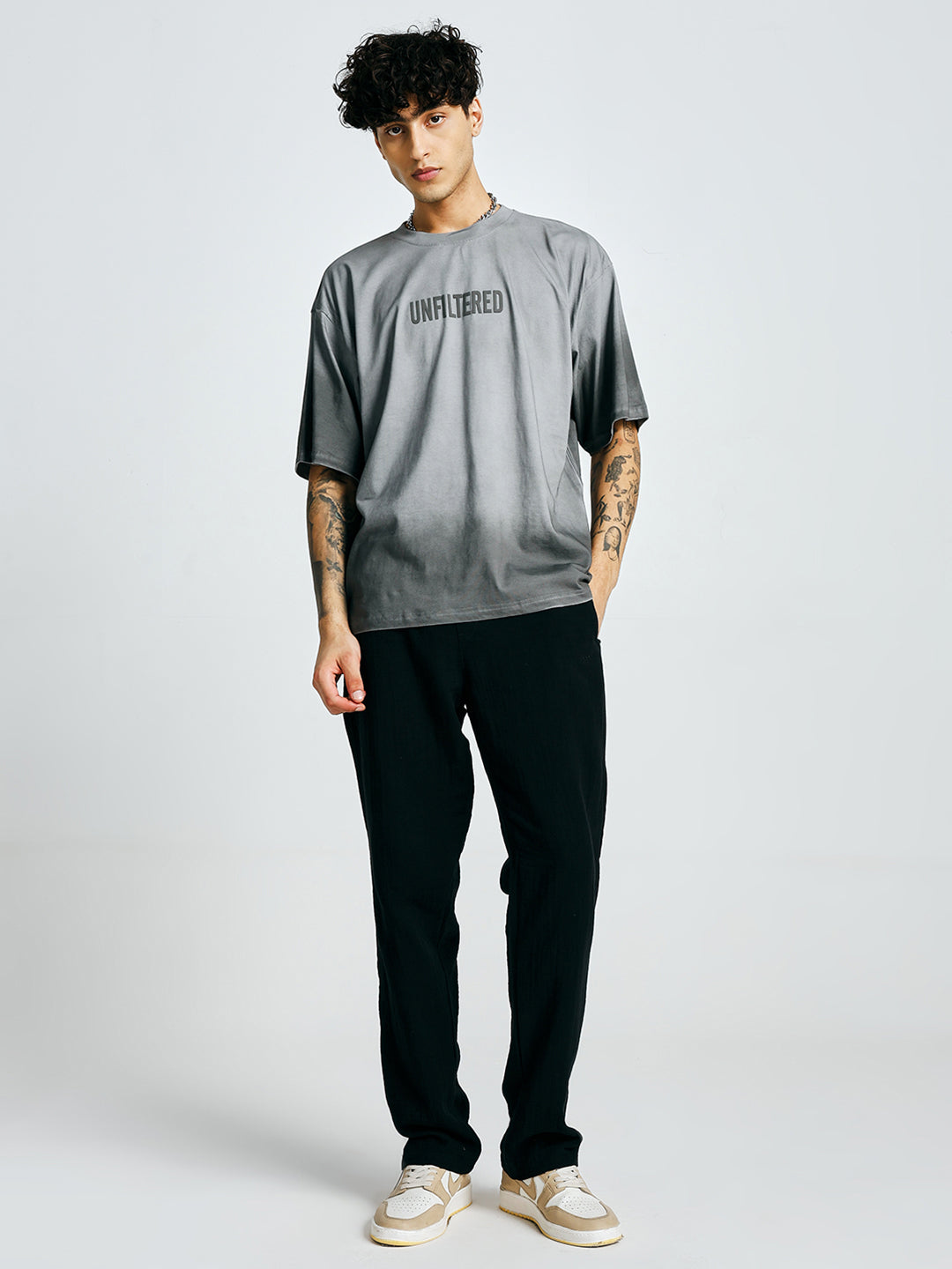 Men Retro Wash Puff Printed Oversized T-Shirt  -  Kurvy Oversized T-Shirt