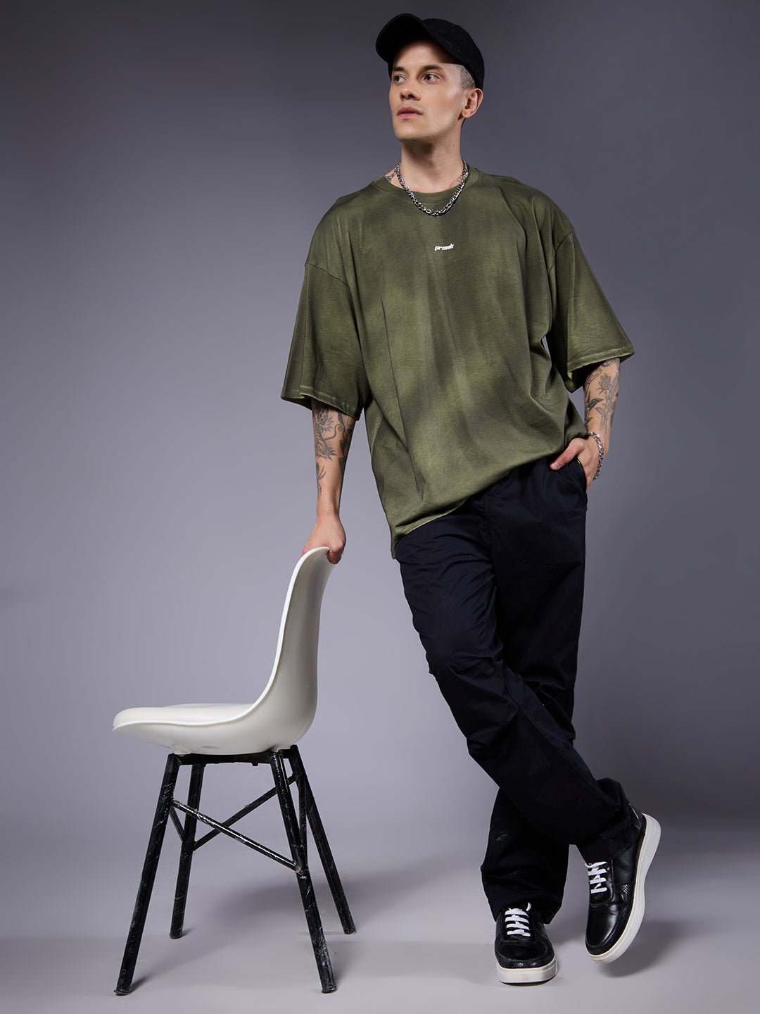 Men Retro Washed Oversized T-Shirt  -  Kurvy Oversized T-Shirt