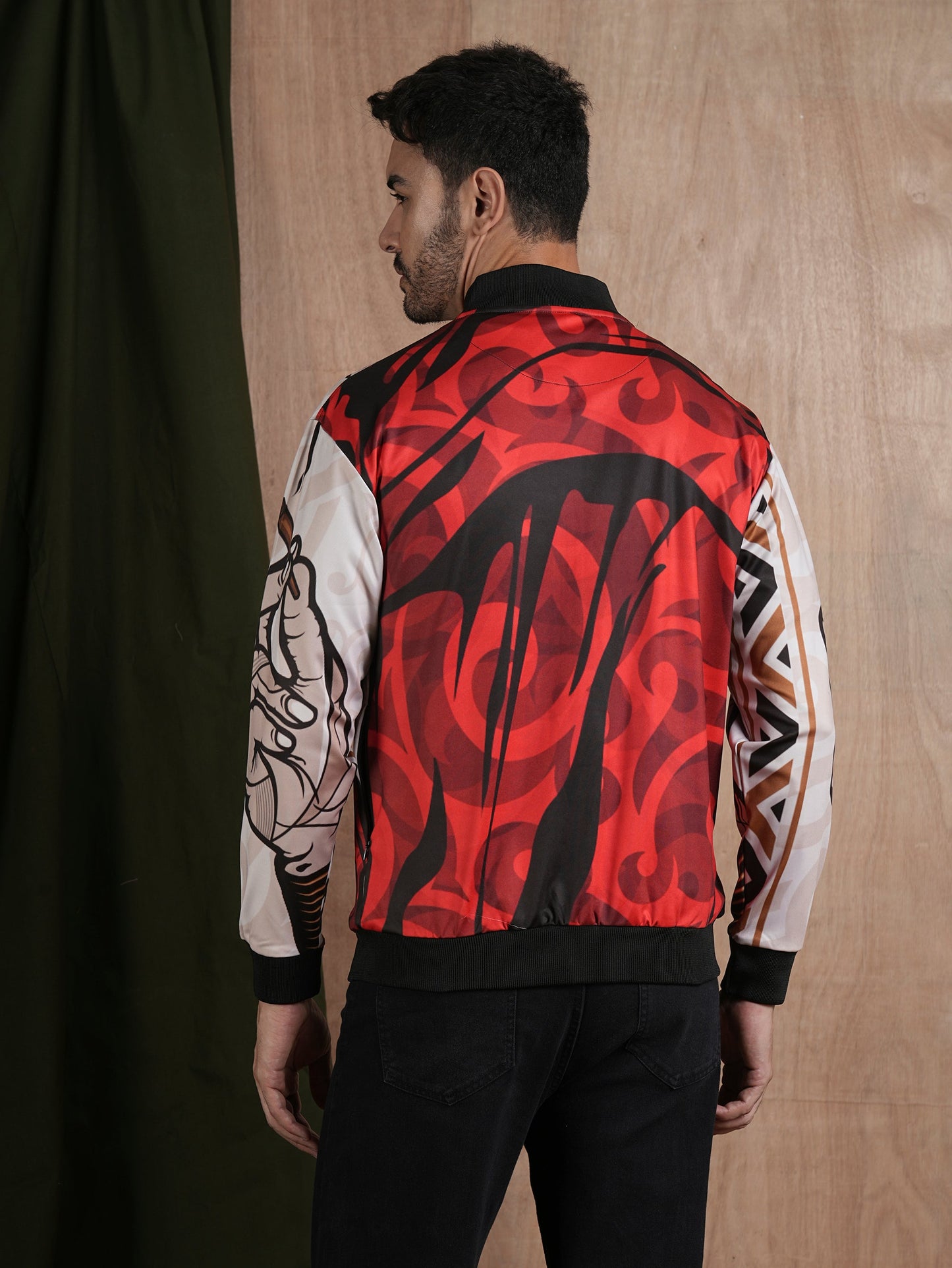 Men Graphic Printed Bomber Jacket (1)  -  Kurvy Jacket