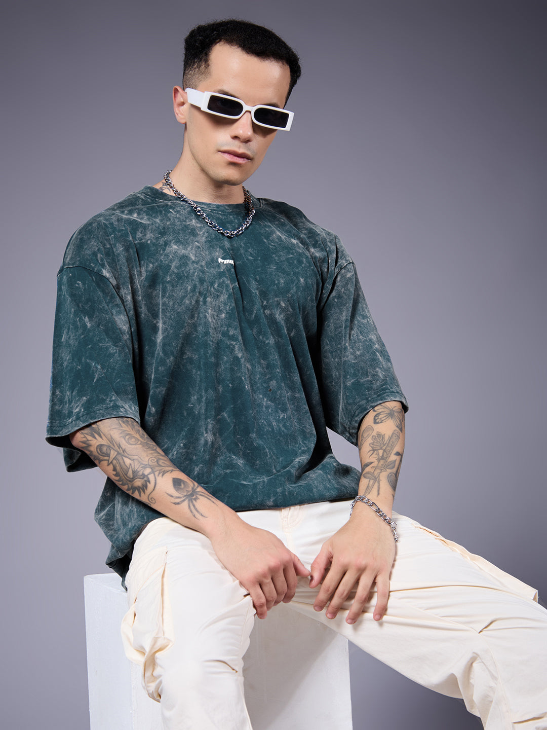 Men Retro Washed Oversized T-Shirt (1)  -  Kurvy Oversized T-Shirt