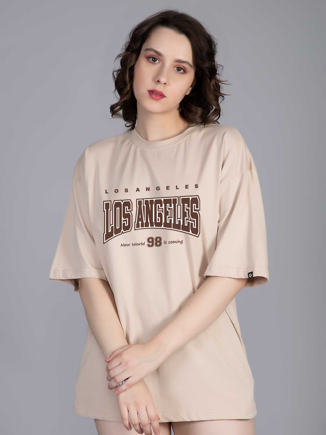 NEW WORLD Women Graphic Oversized Printed T-Shirt  -  Kurvy Oversized T-Shirt