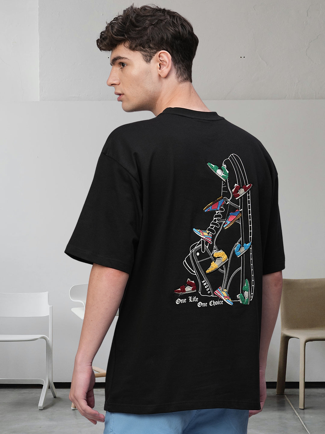 One Life Men Premium Oversized Terry T-shirt  -  Kurvy Oversized T-Shirt
