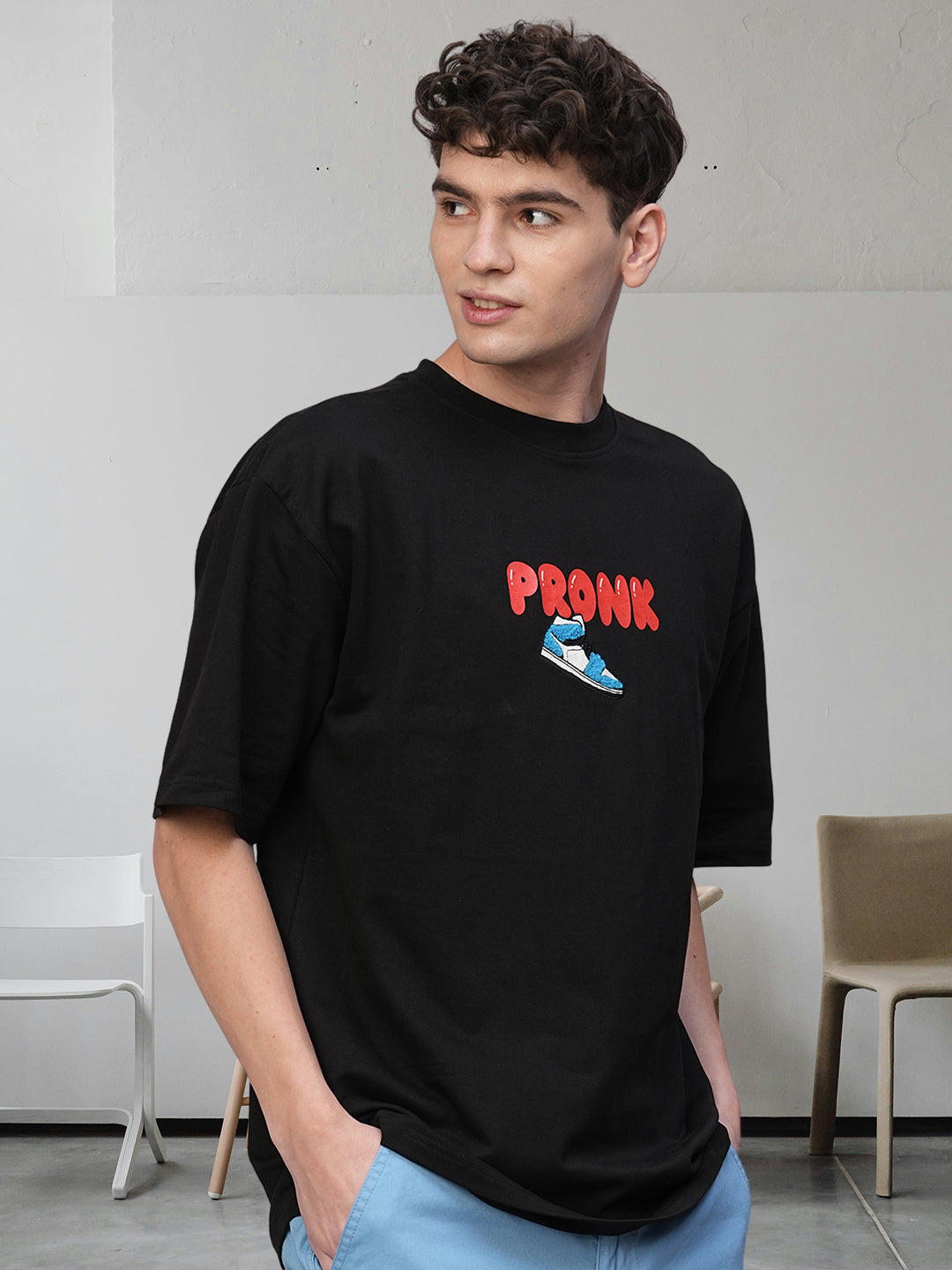 One Life Men Premium Oversized Terry T-shirt  -  Kurvy Oversized T-Shirt