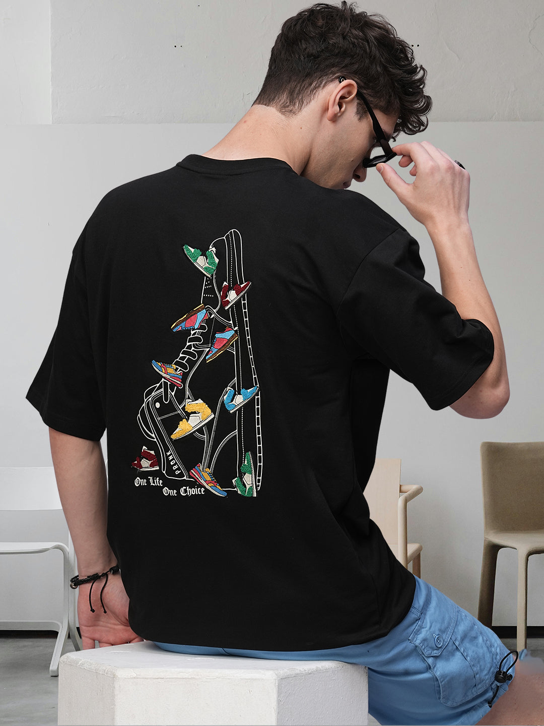 One Life Men Premium Oversized Terry T-shirt  -  Kurvy Oversized T-Shirt
