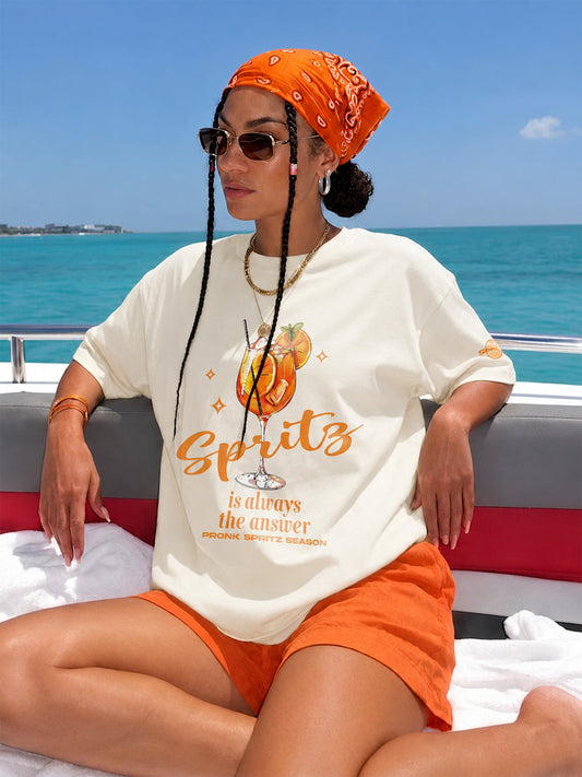 Orange Spritz Women Printed Oversized T-Shirt  -  Kurvy Oversized T-Shirt