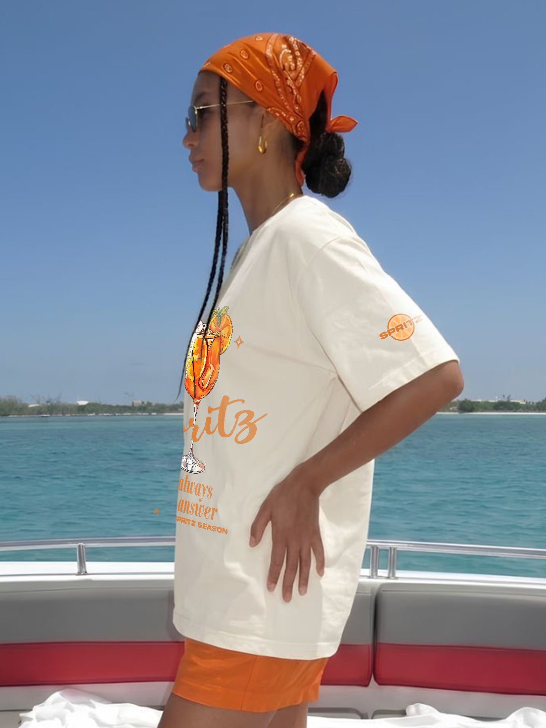 Orange Spritz Women Printed Oversized T-Shirt  -  Kurvy Oversized T-Shirt