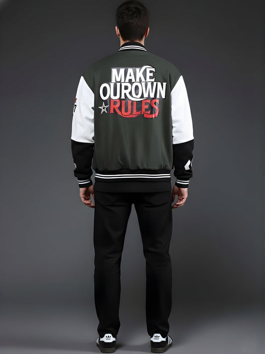 Men Graphic Printed Varsity Bomber Jacket (1)  -  Kurvy Jacket