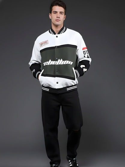 Men Graphic Printed Varsity Bomber Jacket (1)  -  Kurvy Jacket