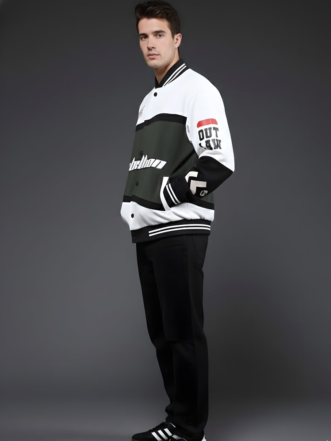 Men Graphic Printed Varsity Bomber Jacket (1)  -  Kurvy Jacket