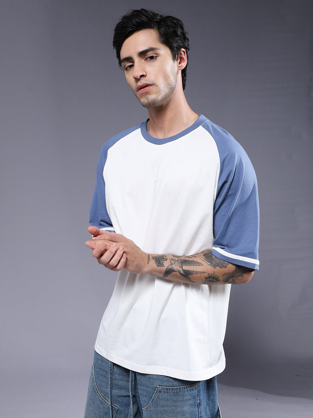 Men Oversized Colorblock T-Shirt  -  Kurvy Oversized T-Shirt