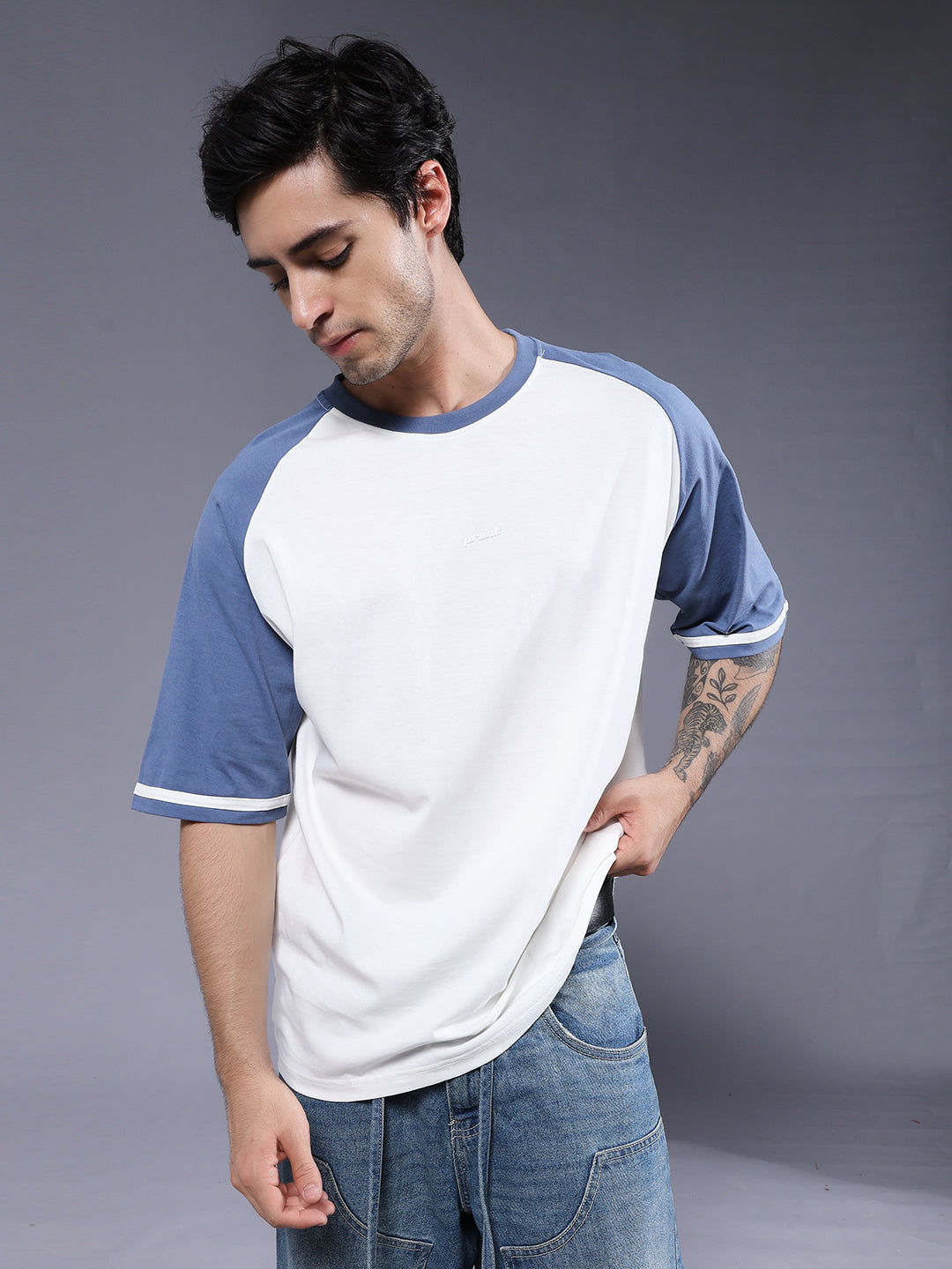 Men Oversized Colorblock T-Shirt  -  Kurvy Oversized T-Shirt