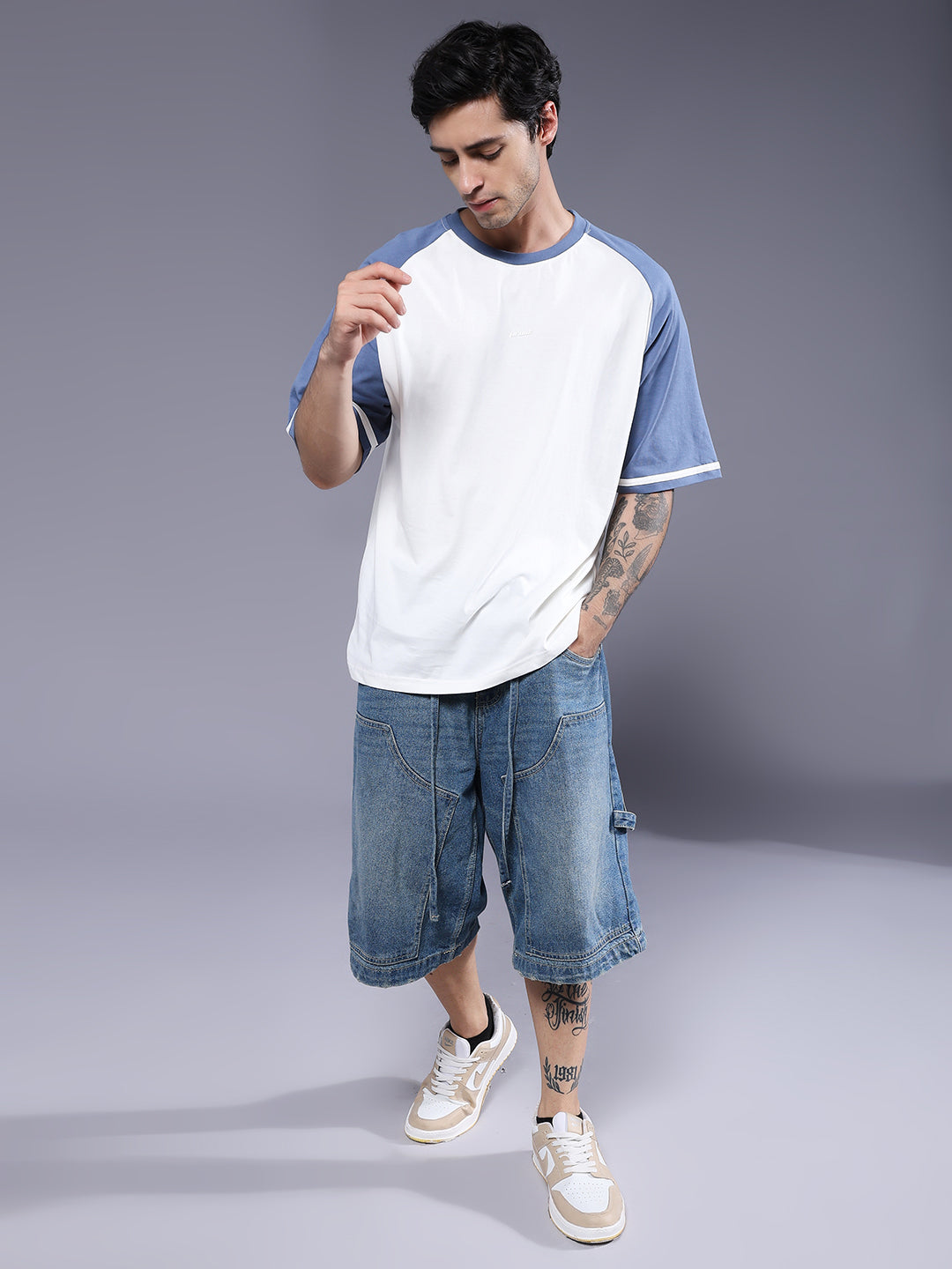 Men Oversized Colorblock T-Shirt  -  Kurvy Oversized T-Shirt