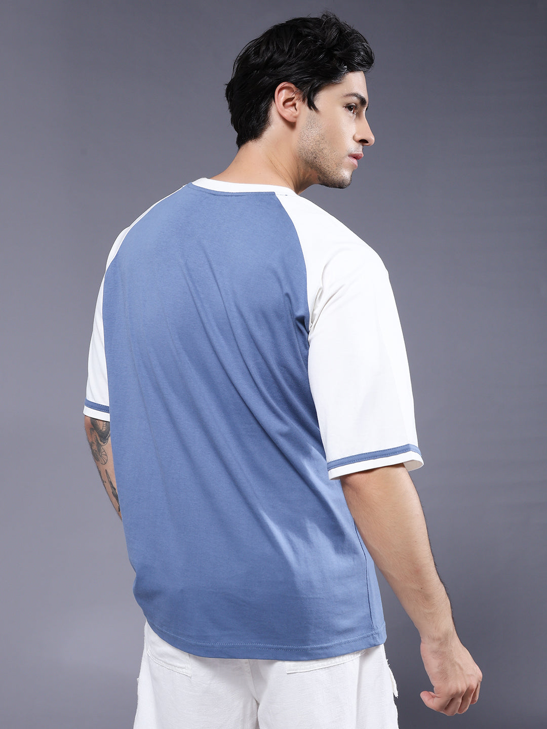 Men Oversized Colorblock T-Shirt (1)  -  Kurvy Oversized T-Shirt