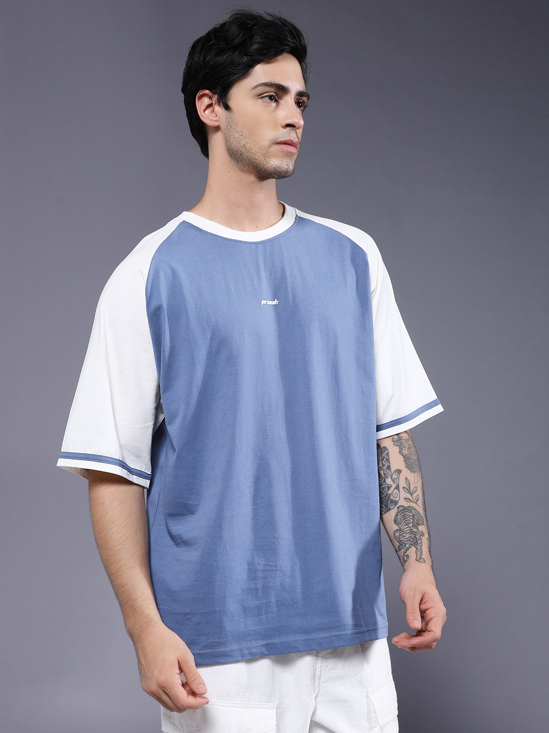 Men Oversized Colorblock T-Shirt (1)  -  Kurvy Oversized T-Shirt