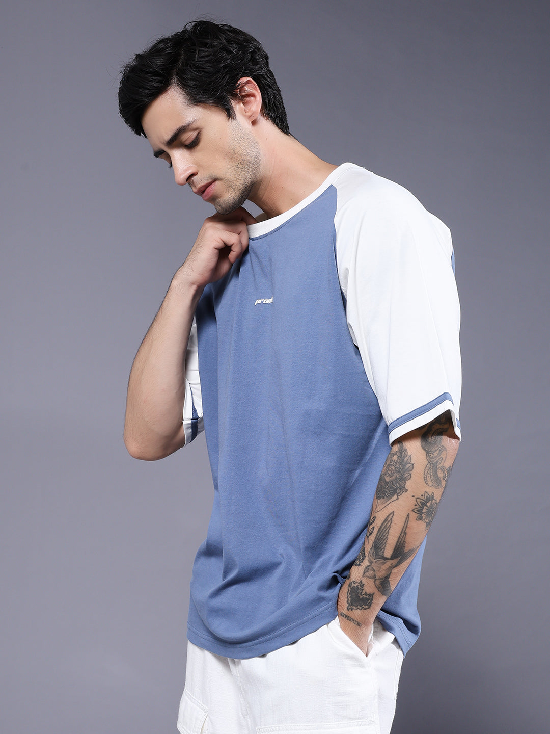 Men Oversized Colorblock T-Shirt (1)  -  Kurvy Oversized T-Shirt