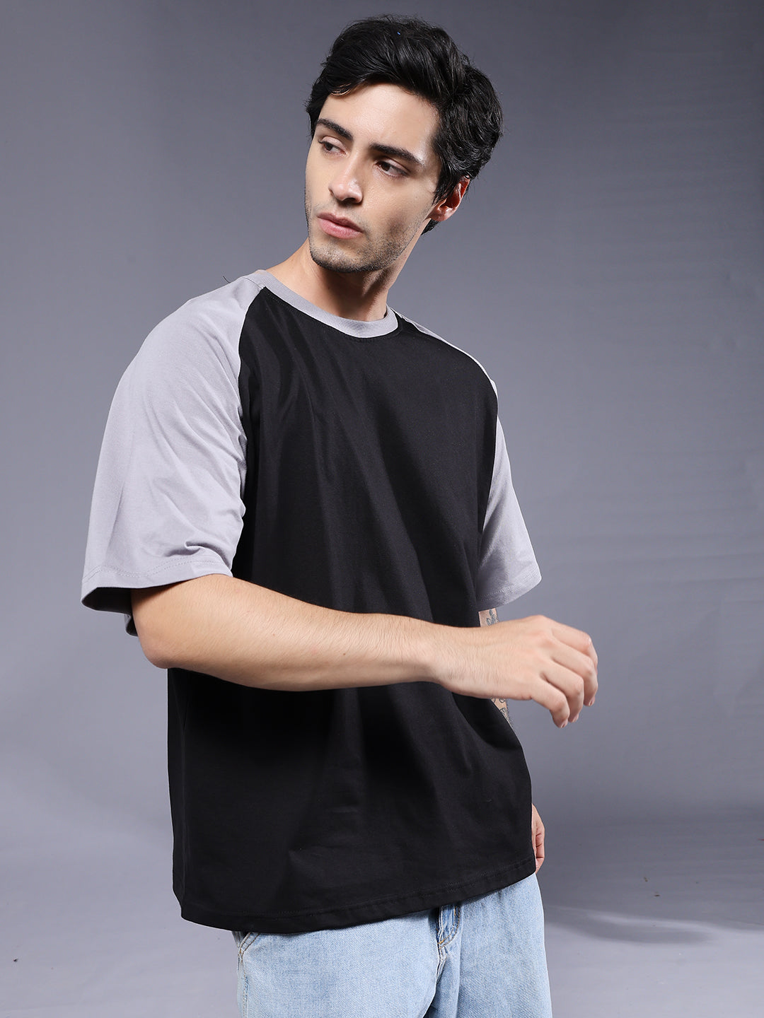 Men Oversized Colorblock T-Shirt (2)  -  Kurvy Oversized T-Shirt