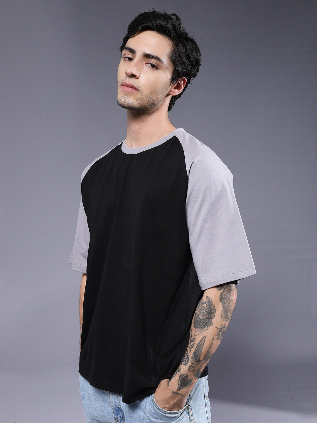 Men Oversized Colorblock T-Shirt (2)  -  Kurvy Oversized T-Shirt