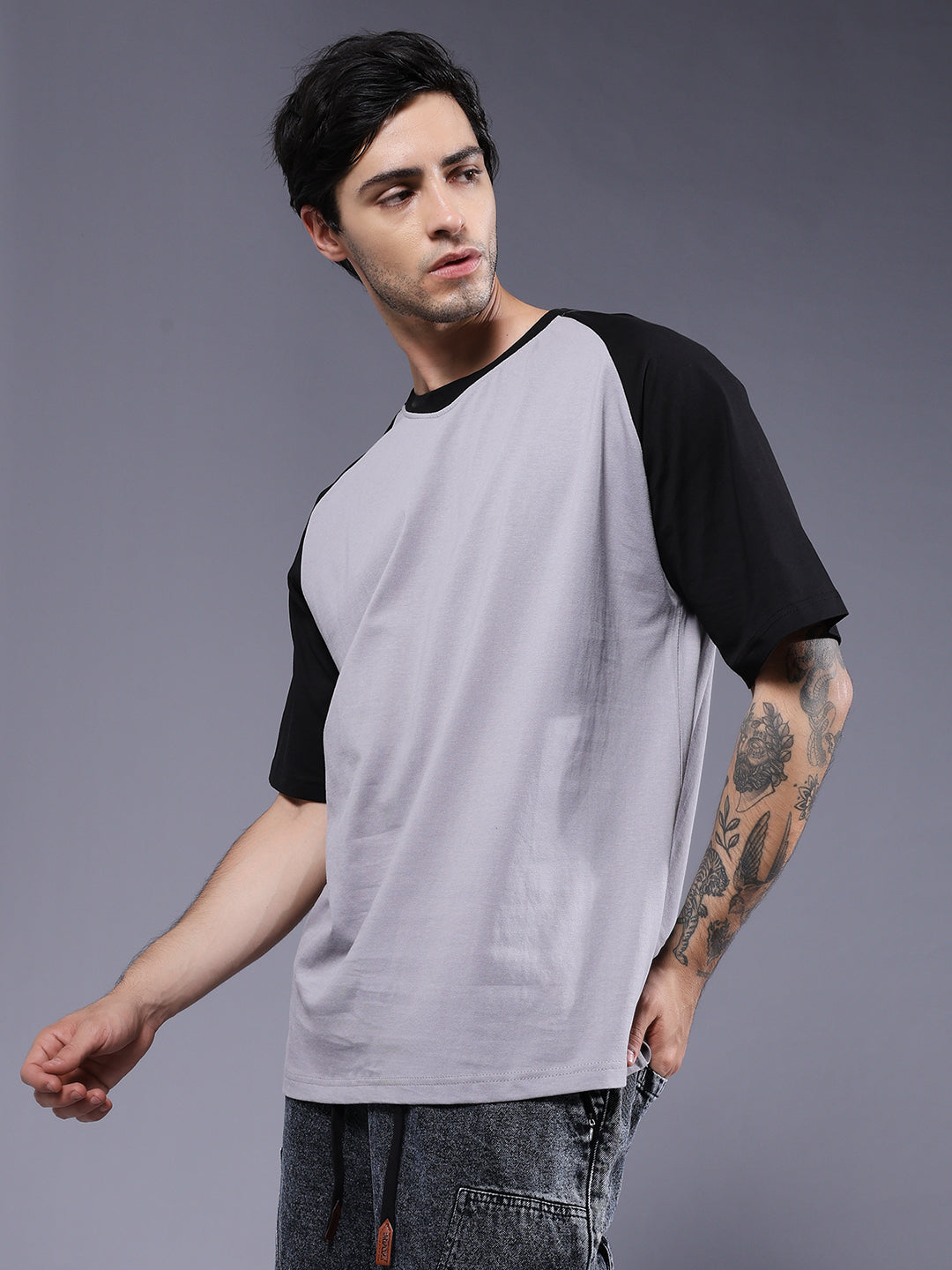 Men Oversized Colorblock T-Shirt (3)  -  Kurvy Oversized T-Shirt