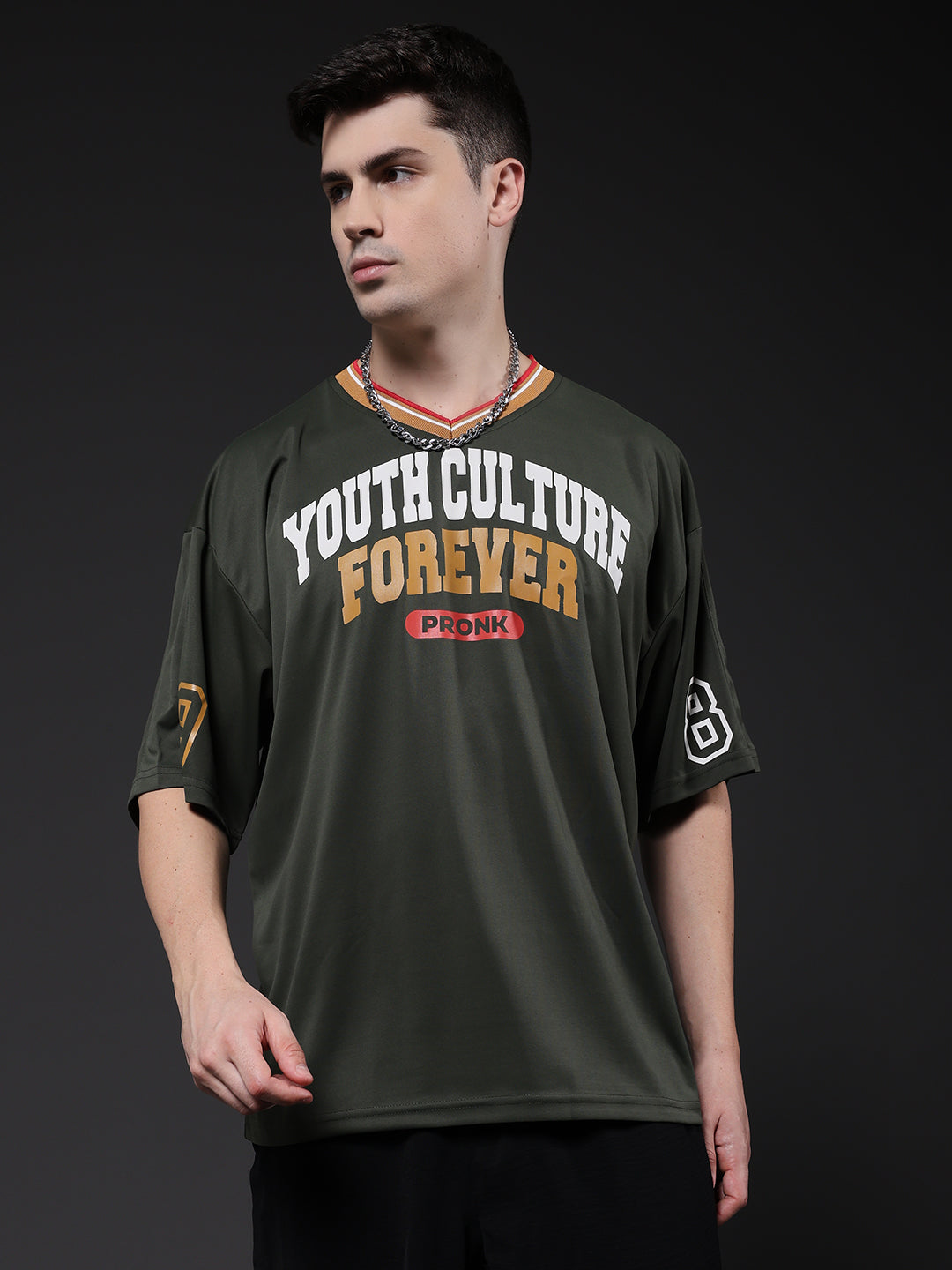 Men Oversized Varsity T-Shirt  -  Kurvy Oversized T-Shirt