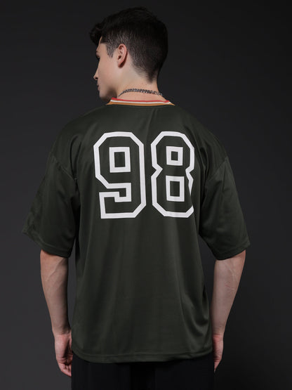Men Oversized Varsity T-Shirt  -  Kurvy Oversized T-Shirt