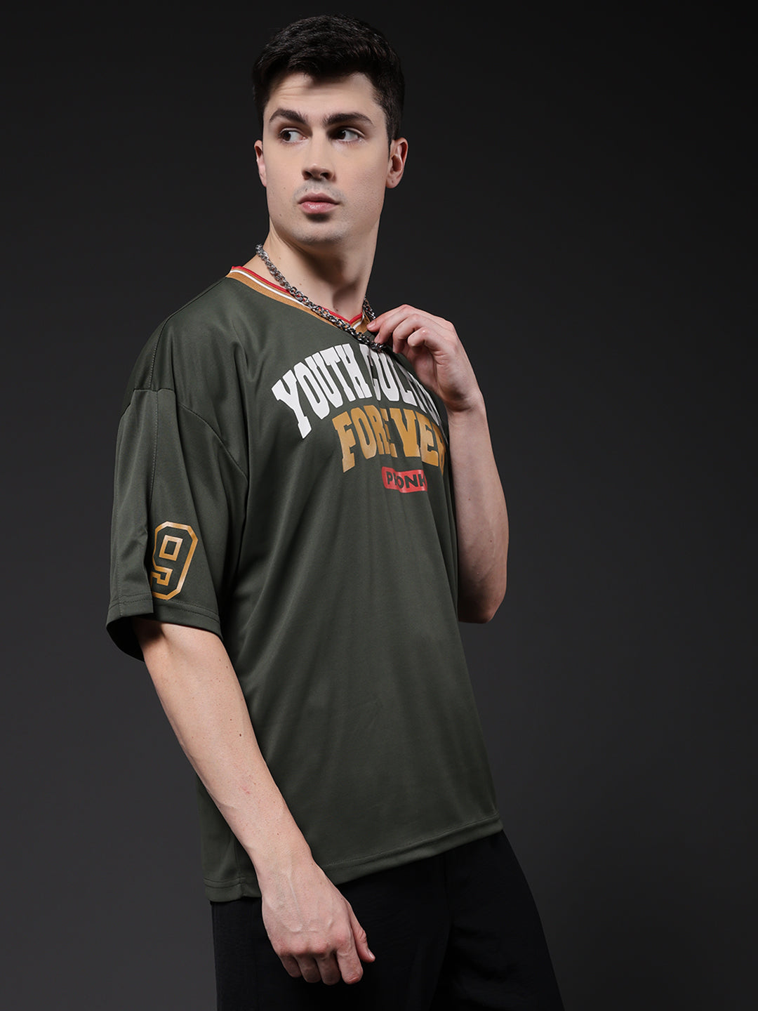 Men Oversized Varsity T-Shirt  -  Kurvy Oversized T-Shirt