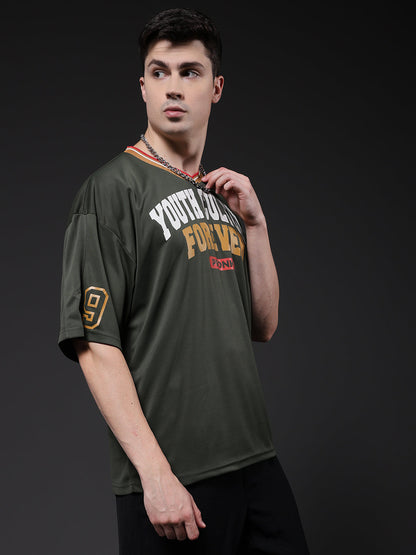Men Oversized Varsity T-Shirt  -  Kurvy Oversized T-Shirt